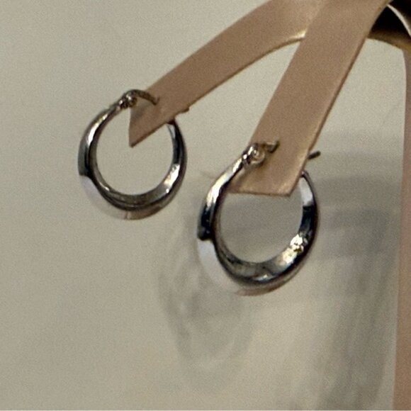 EARRINGS HINGED HOOP STERLING SILVER 925 2.3 g - Picture 4 of 7